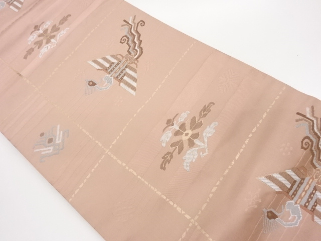 JAPANESE KIMONO / ZUIDORI ANCIENT PATTERN WEAVING NAGOYA OBI